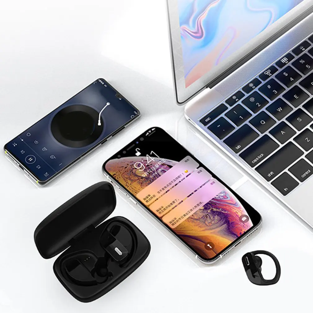 T17 Ear Hanging Type Sports Wireless Headset Black Led Power Display Lossless Noise Reduction Wireless Earphone