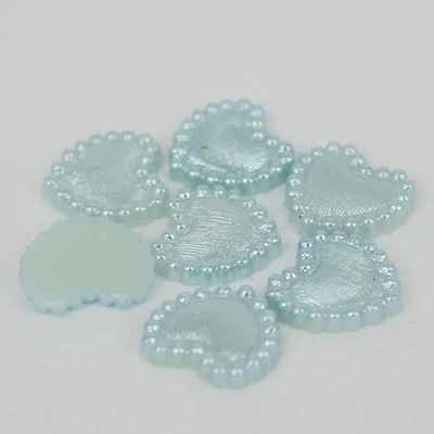Light Blue Разноцветные бусины 10 мм/14 мм в форме сердца с плоской задней частью, имитация пластика ABS, жемчужные бусины для рукоделия, украшения одежды - Цвет: Light Blue