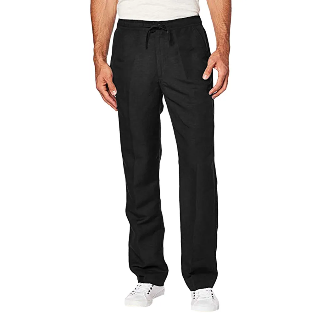New Fashion section Pants Casual Fashion Mens Loose Fashion Drawstring Trousers With Elastic Waistband On The Back Z819