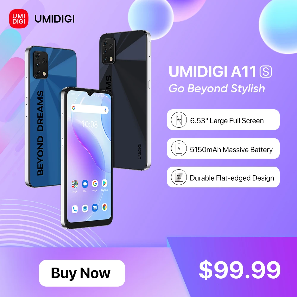 Смартфон UMIDIGI A11S глобальная версия 4 + 32/64 ГБ 5150 мА · ч тройная камера 16 МП 6 53 дюйма HD