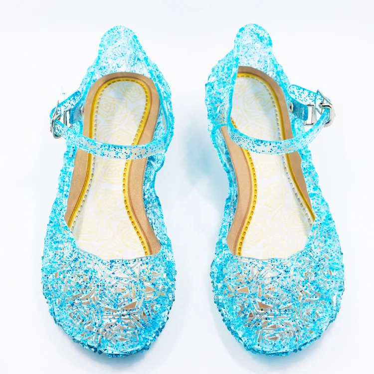 Синий Summer Kids Shoes Girls Sandals Children Cinderella's Crystal Shoes Snow Elsa Sandals for Girls Baby Breathable Princess Shoes - Цвет: Синий
