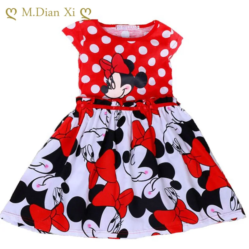 Cute Red Girls Dress 2020 Newborn Toddler Dresses Polka Dots Minnie Pattern Party Wedding Vestidos Infantil | Детская одежда и