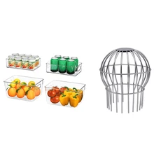 1 Pcs Round Net Cover Drainage Floor Leak Gutter Guard Filter & 4Pcs Pantry Organizer Bins Refrigerator Storage Bins