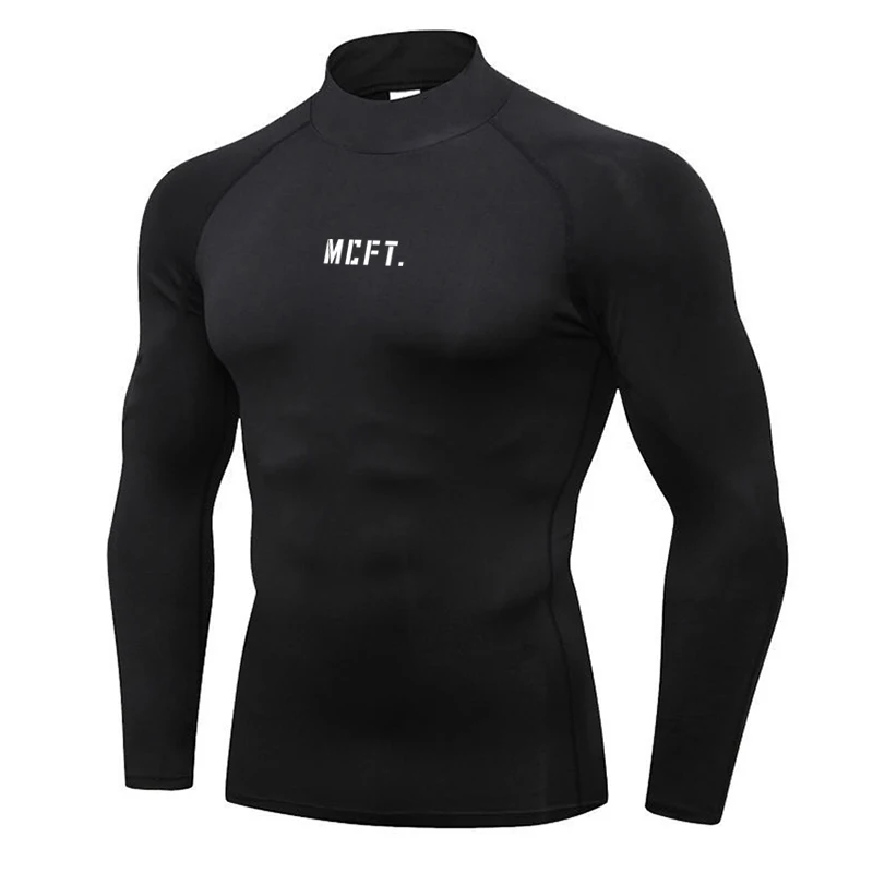 

Men's Clothing Autumn and Winter Gym Brand Casual Fitness Breathable Fashion Trend Middle Collar Long Sleeve Slim Sports T Shirt