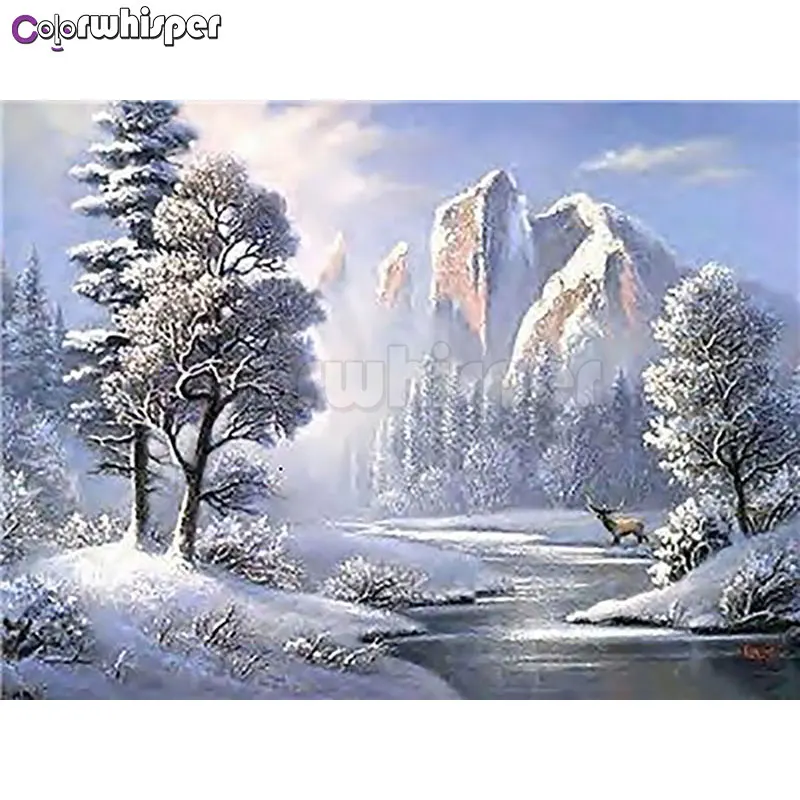 Алмазная картина 5D полная квадратная/круглая дрель олень лошадь дом дерево снег сцена Daimond вышивка крестом Pic Z904 - Цвет: 6