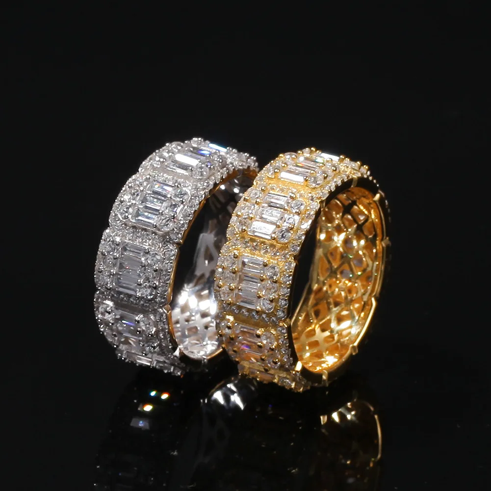 Iced Out Bling Roung кольца Micro Pave T кубический циркон золото серебро очаровательное мужское кольцо хип хоп Рок развлечения Ювелирные изделия Подарки