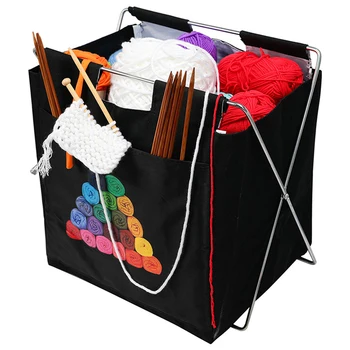 

DIY Handmade Woven Wool Storage Bag Home Daily Storage Iron Frame Wool Tube Bag Yarn Storage Bag Knitting Tool Accessories