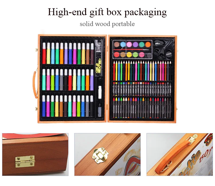 MAKHAI Painting Set Color Pencils with Portable Art  Box-Drawing kit 150Pc, Black - Portable art Set