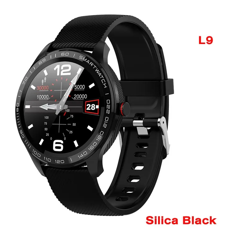 silica black L9 мужские Смарт-часы ЭКГ+ PPG пульсометр кровяное давление спортивный фитнес-трекер IP68 Водонепроницаемые Bluetooth Смарт-часы VS L5 L7 L8 - Цвет: silica black
