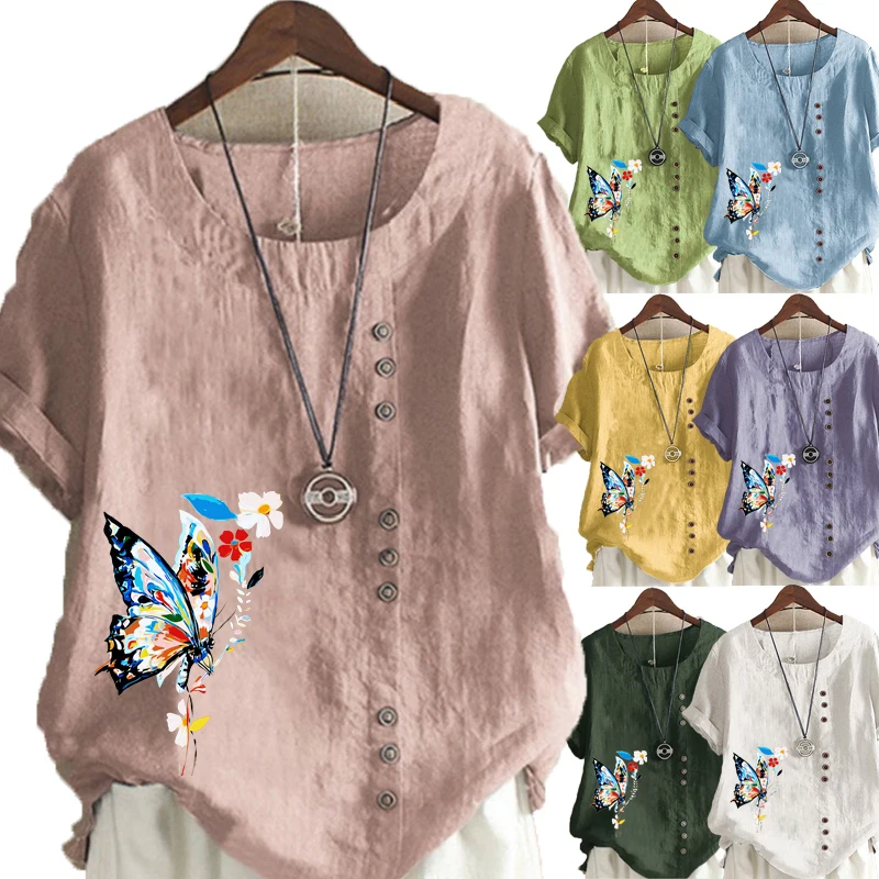 

Женский свободный пуловер с принтом, Повседневная футболка с круглым вырезом и графическим принтом, топы больших размеров с коротким рукавом для лета