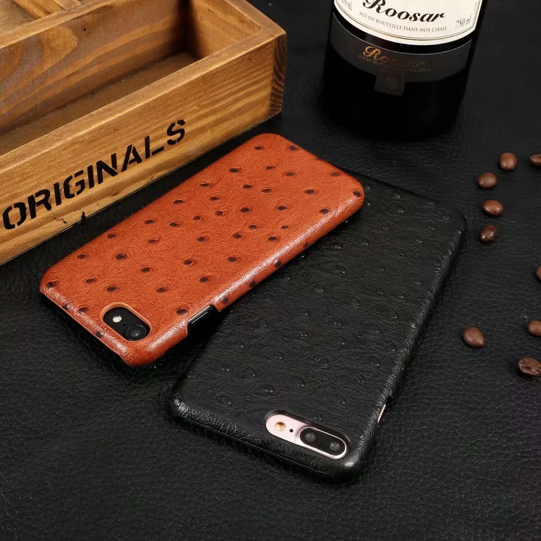 

LANGSIDI Natural leather ostrich foot mobile phone case for iPhone 8 8 plus x xr xs max 7 7plus 8 plus Luxury shell cover