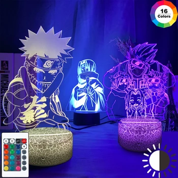 

Led 3D Night Light Japanese Anime Naruto Kakashi Hatake Figure Nightlight for Child Bedroom Decor Desk Lamp 16 Color with remote