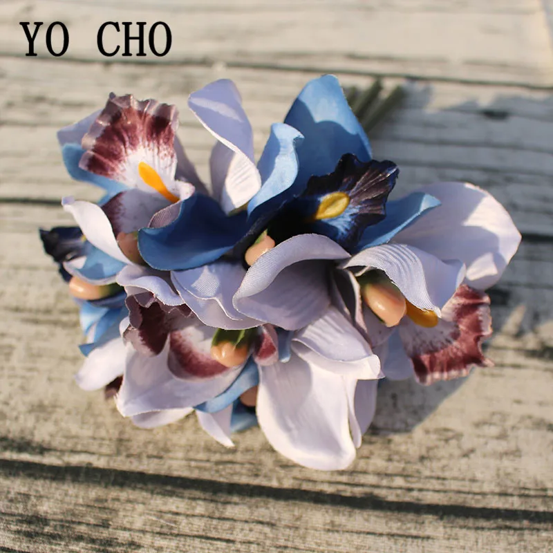 Искусственный цветок YO CHO искусственный с 7 головками Cymbidium для декора дома
