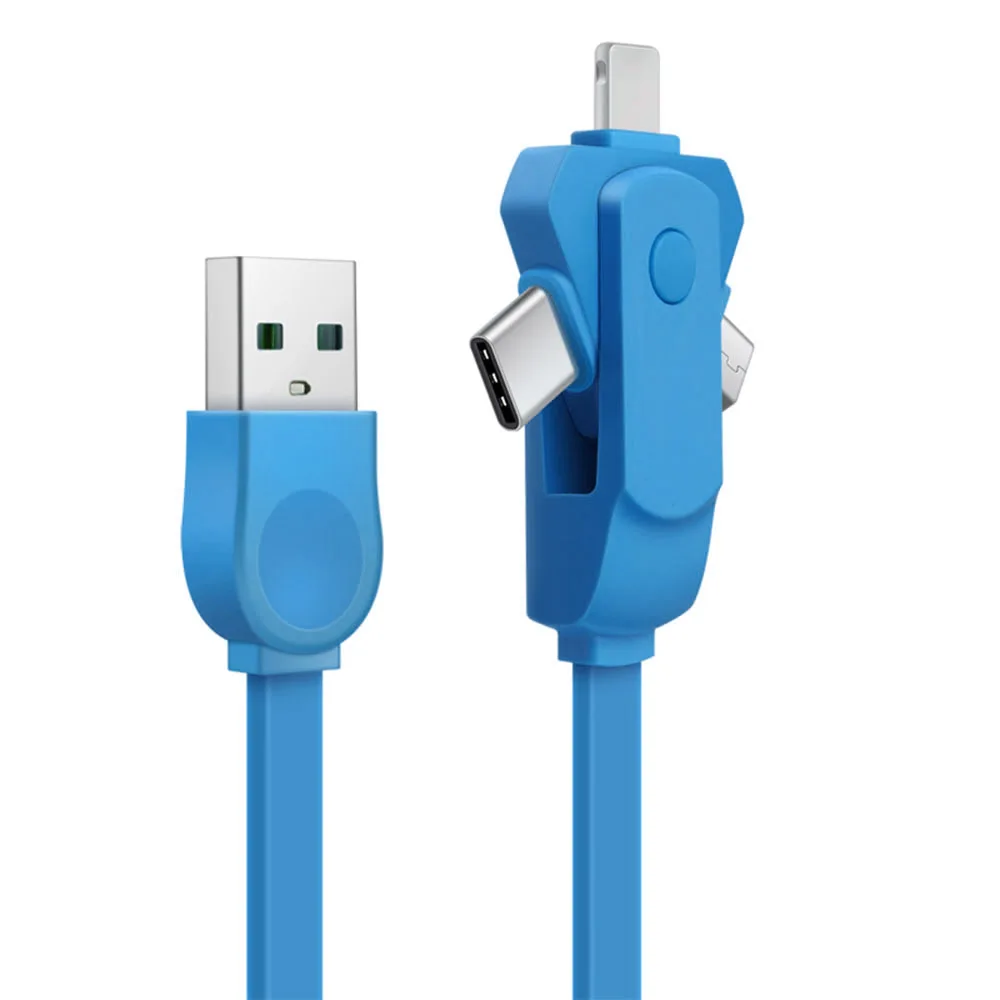 KISSCASE Универсальный 3 в 1 2.4A type-C кабель Micro USB кабели type-C кабель Micro USB телефон зарядное устройство кабели адаптер для samsung S10 - Цвет: Синий