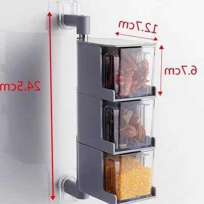 3 layer grey Кухонная полка, настенная угловая, настенная, вращающаяся, приправа, полка для хранения приправ XI4031004 - Цвет: 3 layer grey