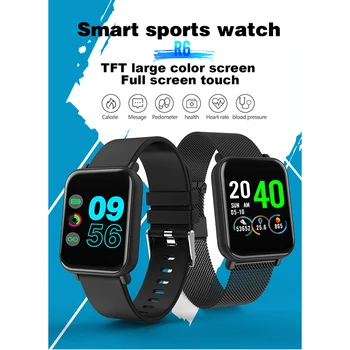 

R6 Smart Watch Full Color Display Monitor Heart Rate Blood Pressure Waterproof Step Counter Sports Bracelet For Android IOS