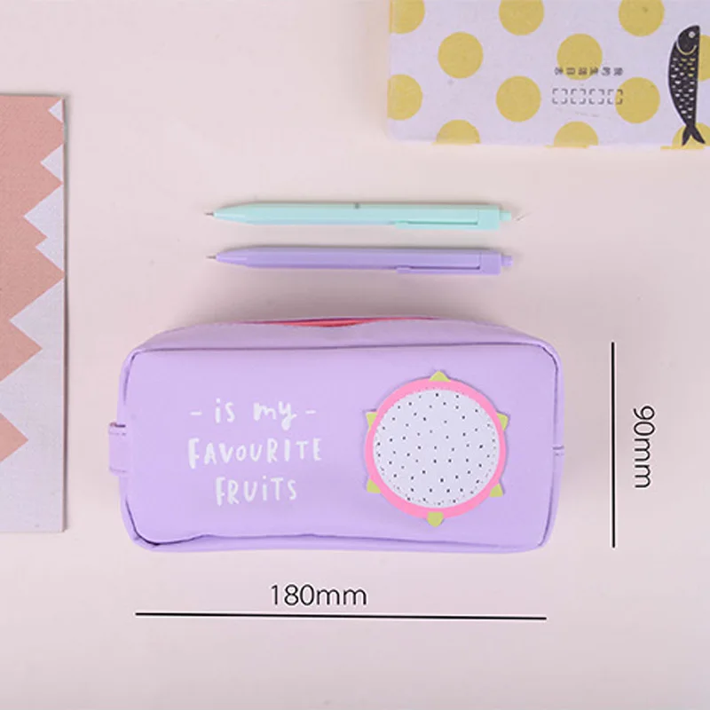 Pensils School Pencil Case Fruit PU Large Capacity Stationery Pencil Bag Luggage Bag Organizer Boy Girl Pencil School Supplies