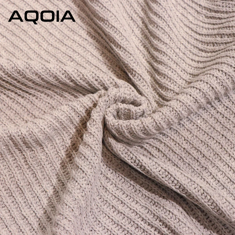AQOIA, корейский, с пышными рукавами, женский свитер с карманами, размера плюс, вязанные, для девушек, длинные свитера, кардиганы,, зимняя женская одежда