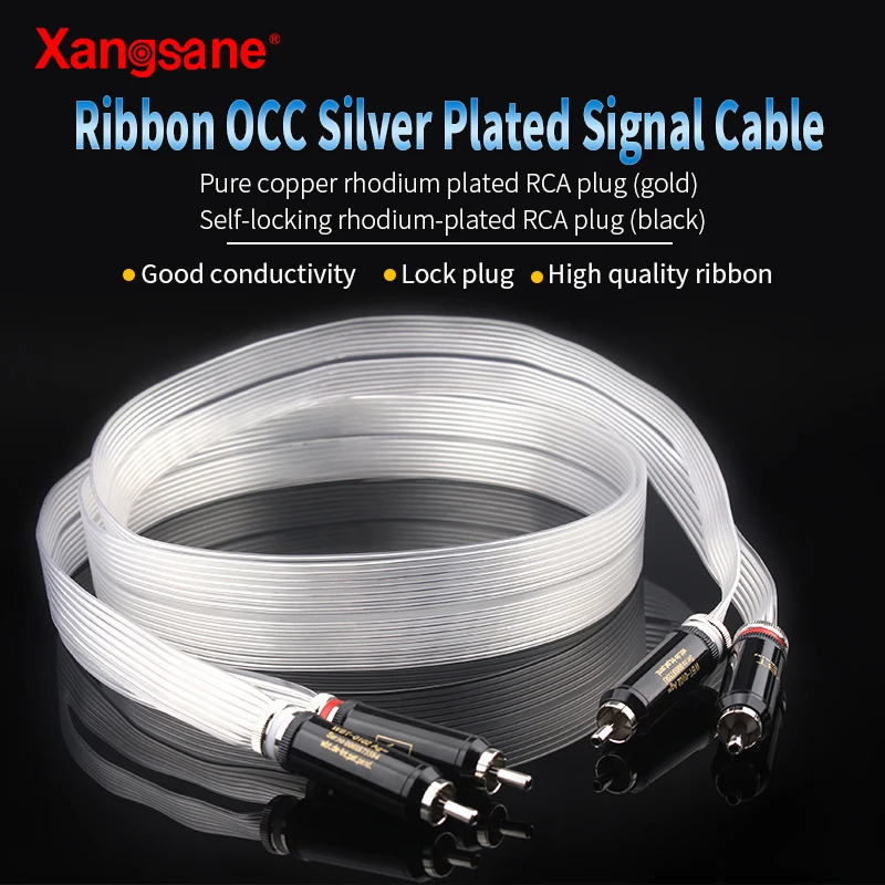 Xangsane аудиокабель hifi ribbon OCC посеребренный сигнальный кабель 2rca разъем лотоса 2
