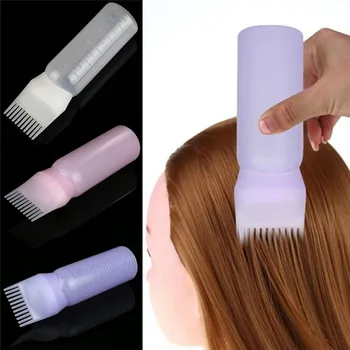 Kaufen 120ML Leere Haar Farbstoff Flasche Mit Applikator Pinsel Abgabe Salon Haar Färbung Färben Flaschen Friseur Styling Werkzeug