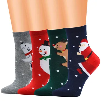

Women Christmas Socks Cute Funny Socks Print Cartoon Santa Claus Thick Warm Floor Socks sokken новогодние носки носки теплые #L