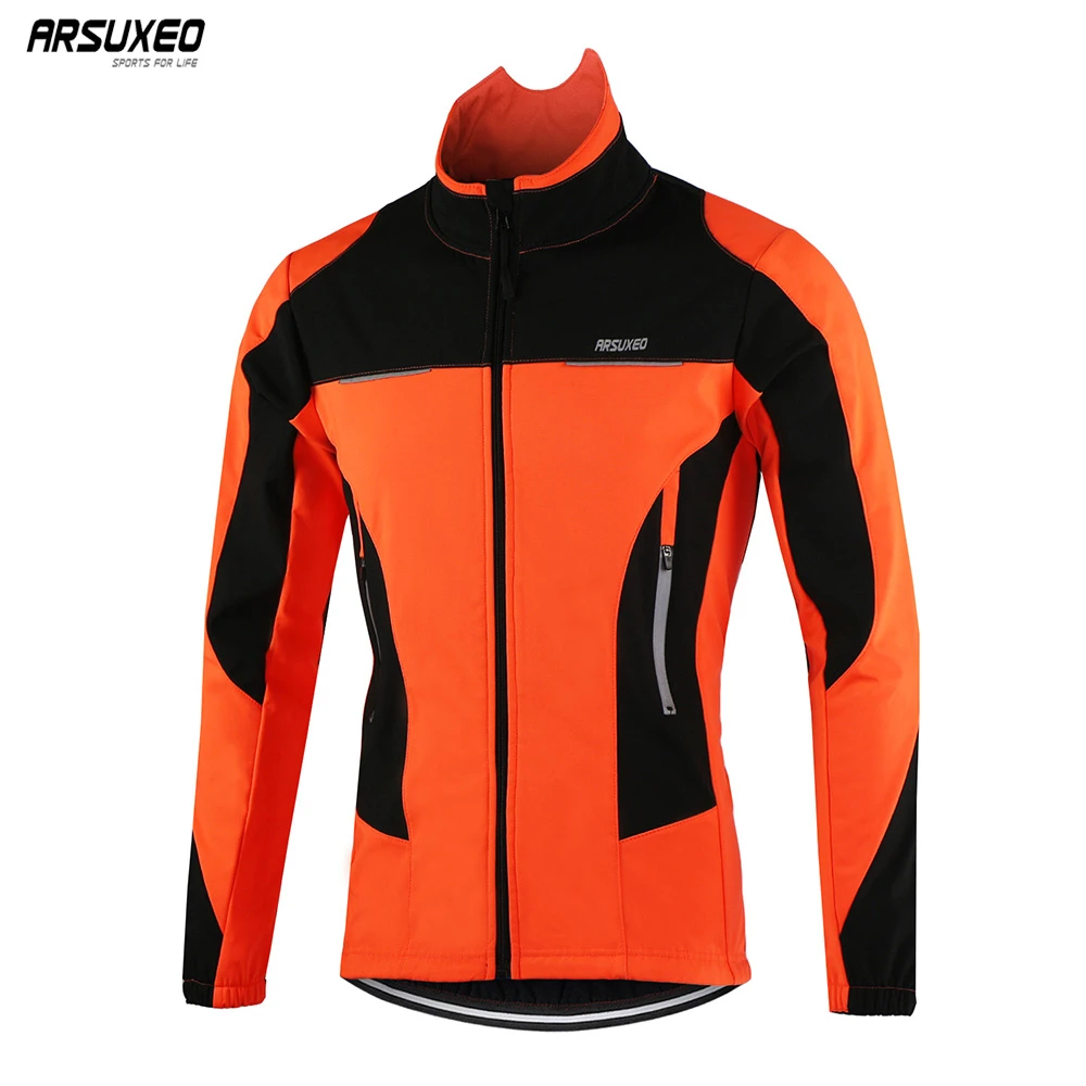 ARSUXEO Heren Fietsjack Winter Thermische Fleece Softshell MTB Fiets Uitloper, Groen, L