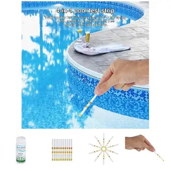 

Newest 50Pcs 4 In 1 Swimming Pool Spa Test Strips Free Chlorine pH Bromine Total Alkalinity Water Test Tool