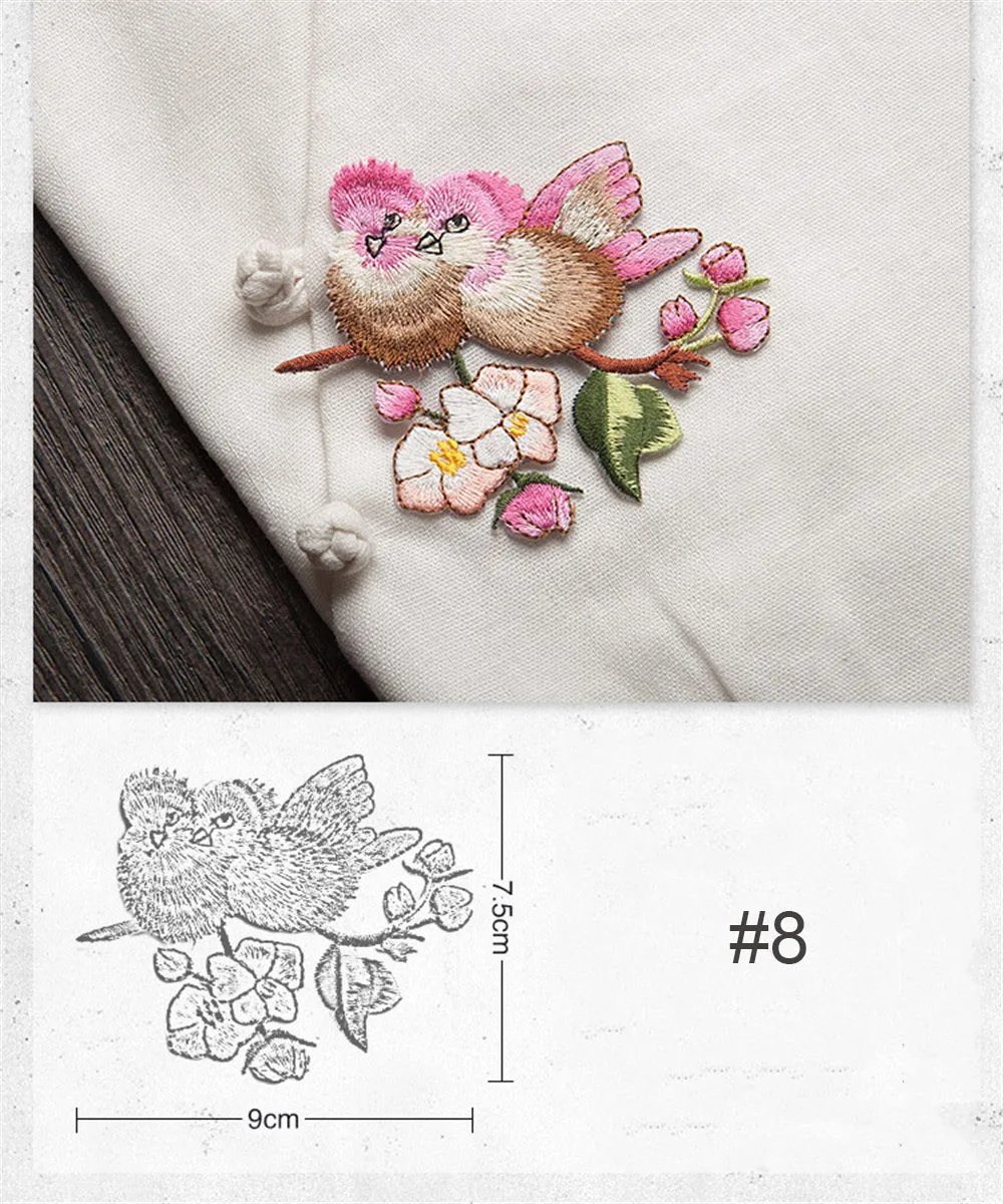 Hohe Qualität Nette Stickerei Vogel Patch Kid Kleidung der Patches Rucksack Dekoration Stoff Applique Kleine Eisen Auf Patches – Detail 12