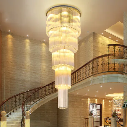 

LED Modern K9 Crystal Chandelier Lights Fixture Luxury Chandelier Big Long Hotel Staitway Lobby Hall Parlor Home Indoor Lighting