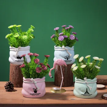 

Nordic Small Daisy Ceramic Simulation Flower Potted Ornaments Simple Office Desktop dDecoration Home Plant Potted Plants
