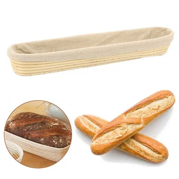 

Behogar Bread Proofing Basket Natural Rattan Baguette Bread Banneton Brotform Proofing Basket with Liner for Bread Dough Making
