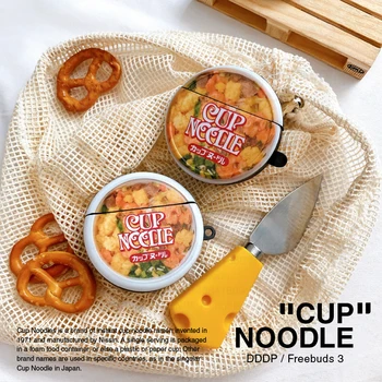 

Soft TPU Protective Matt Case For Huawe Freebuds 3 cute cupnoodle gadget with keychain carabiner hook accessories