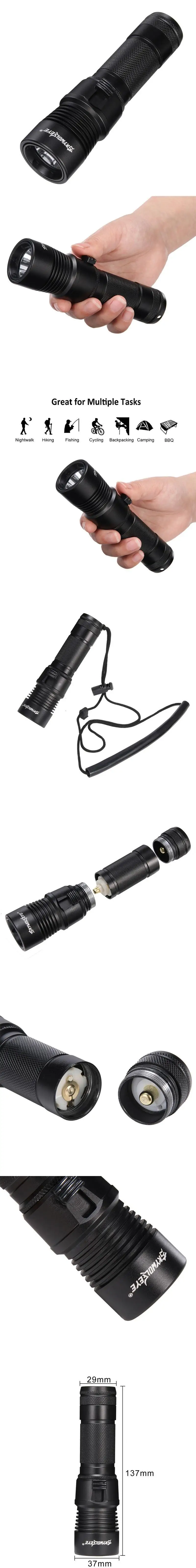 SKYWOLFEYE T155 18650 перезаряжаемый карманный фонарик на открытом воздухе Алюминий фонарик