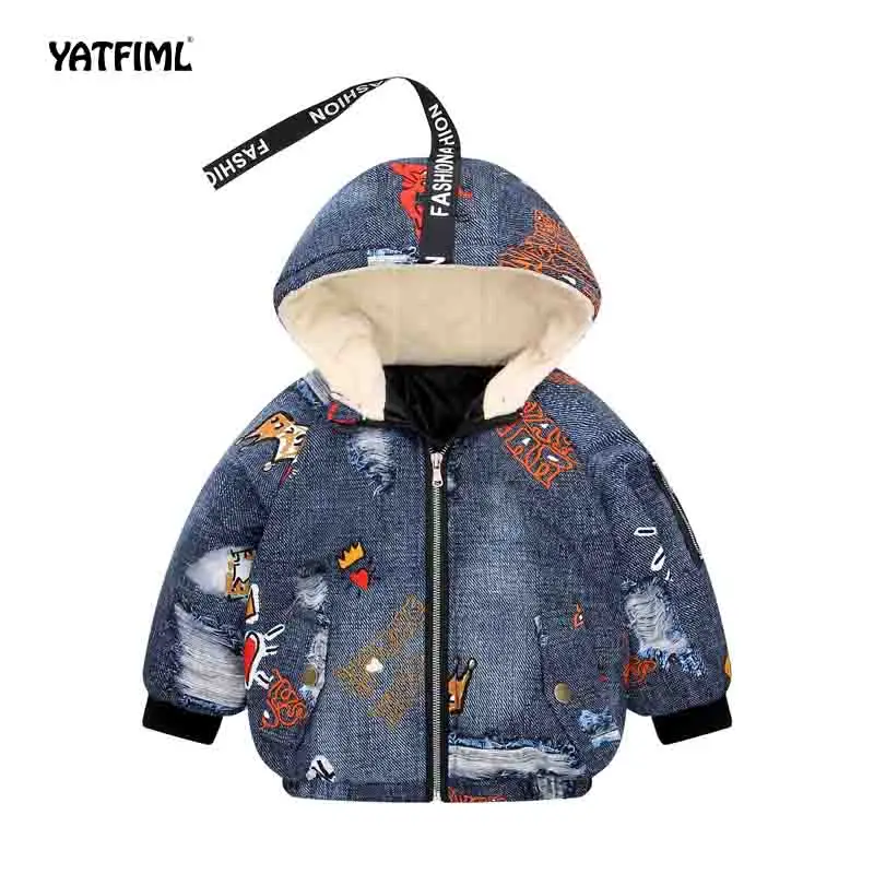 YATFIML, плотное детское зимнее пальто для мальчиков и девочек теплое плотное детское зимнее пальто для мальчиков и девочек Теплые Детские Зимние куртки одежда из хлопка - Цвет: blue