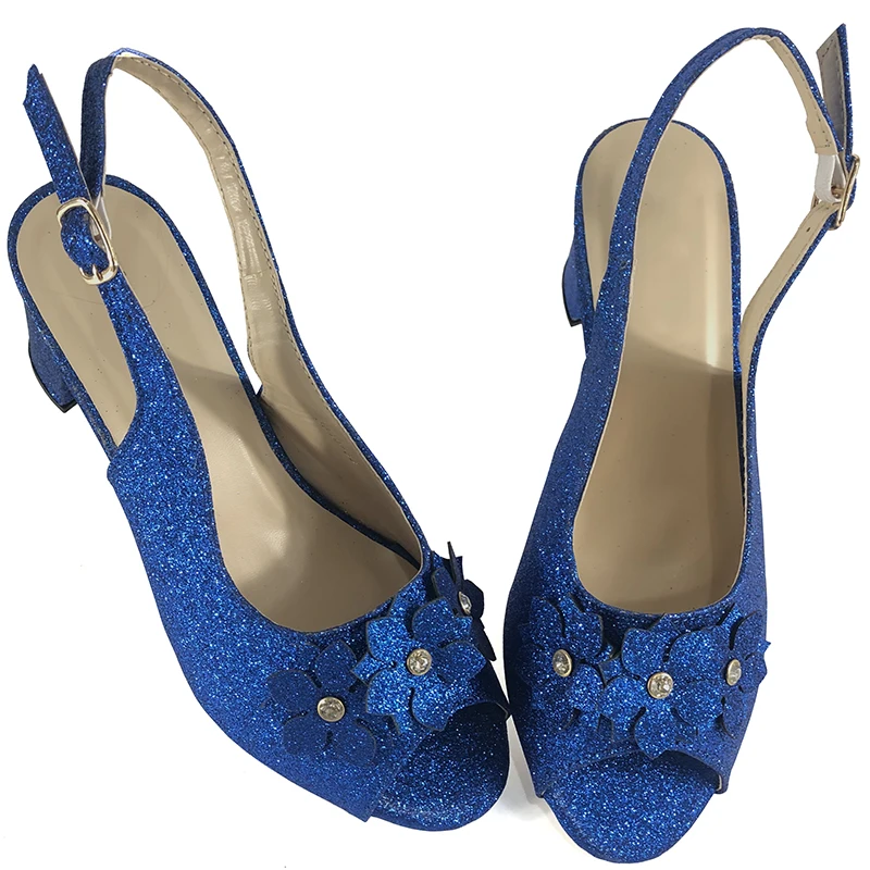 Новинка года; модные итальянские дизайнерские туфли со стразами фиолетового цвета; женские свадебные босоножки в нигерийском стиле - Цвет: Royal Blue