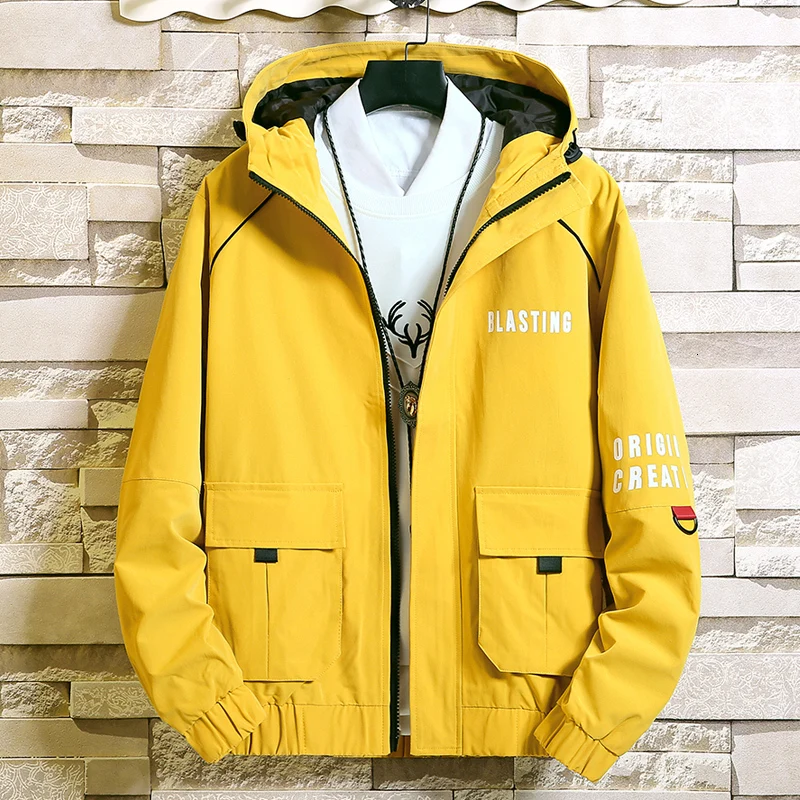 

Man Work Clothes Loose Coat Autumn 2019 Trend Even Hat Gown Student Leisure Time Joker Jacket Clothes