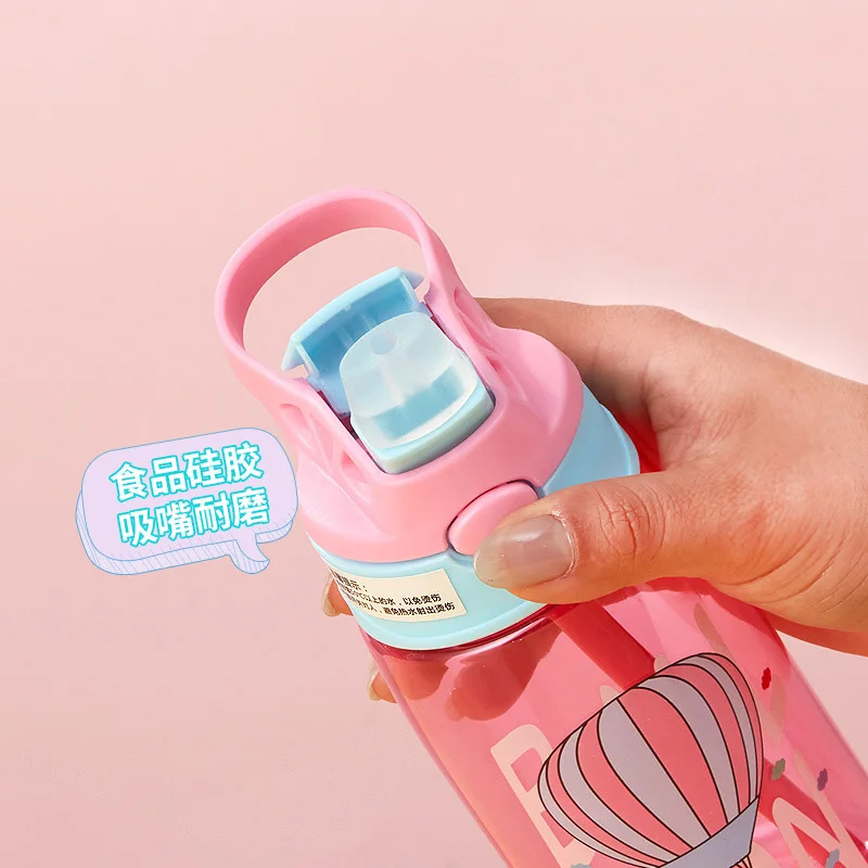 Drinking Cup Water Cup Water Bottle 480ML Leakproof Children's Straw Cup Cartoon Plastic Kids Water Sippy Cup Outdoor Portable Baby Water Bottle School Kids Kettle