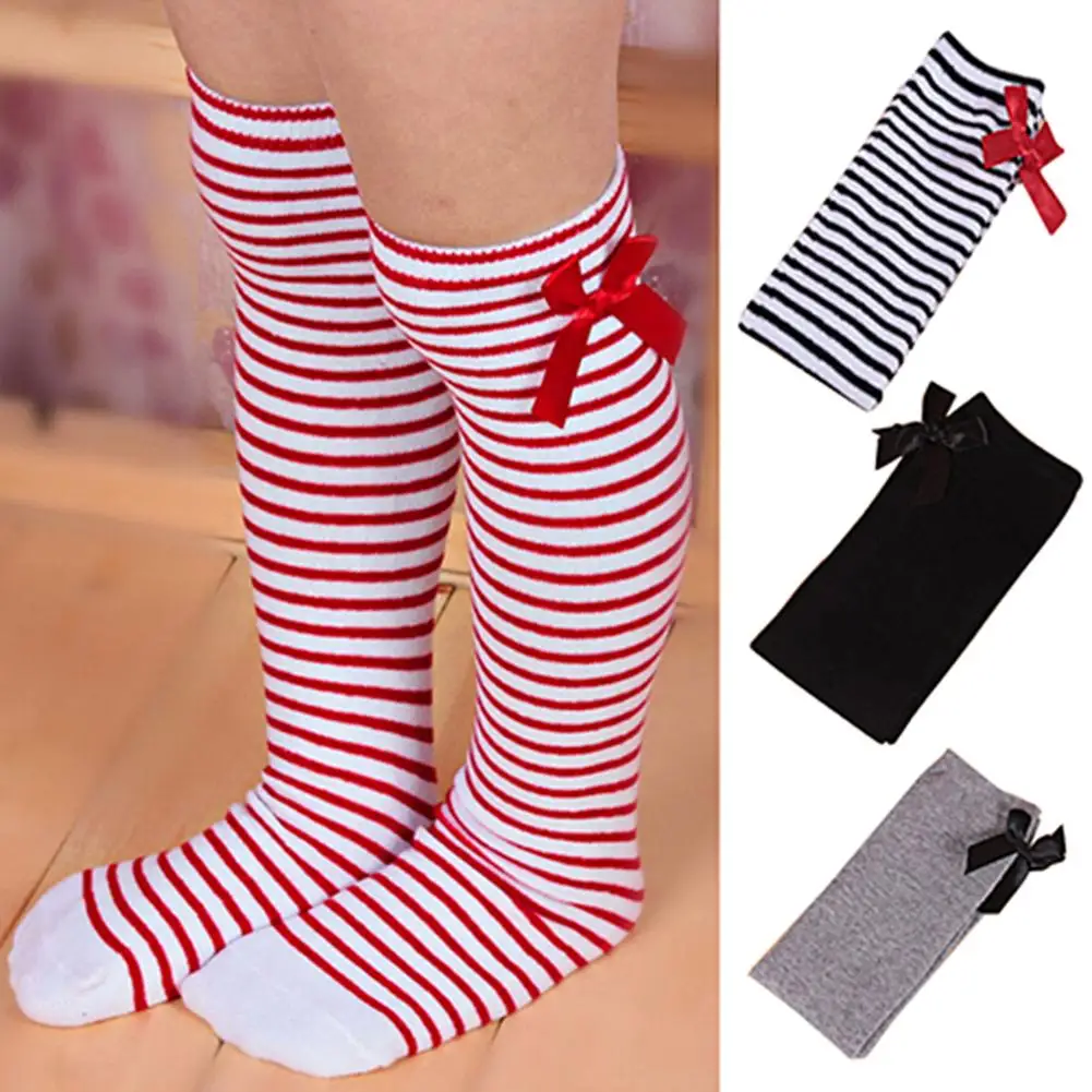 Baby Soft Cotton Knee Length Protect Socks Kids Children Bowknot
