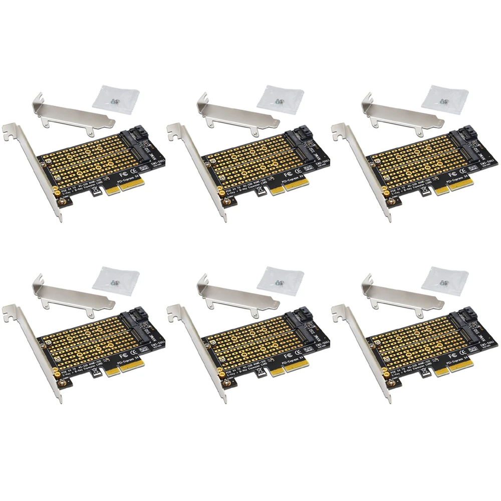 6 шт. плата расширения PCIE на M2 адаптер M.2 SATA SSD+ Накопитель SSD с протоколом NVME M2 адаптер PCIE Riser SSD M2 на SATA карта pci-e M ключ+ B Ключ Riser