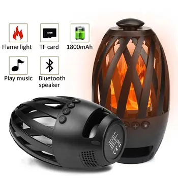 

New Small Outdoor for BTS-596 USB Mini Wireless Charge Flame LED Light Bluetooth 4.2 Speaker Atmosphere Lamp for Camping Desktop