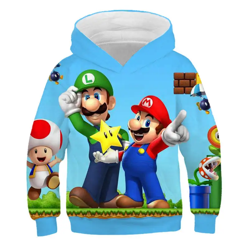 

Super mario and luigi 3D Hoodies Kids Anime Style Sweatshirt Fashion Children Long Sleeve Hoodie Funny Cartoon Boy/Girl Tops
