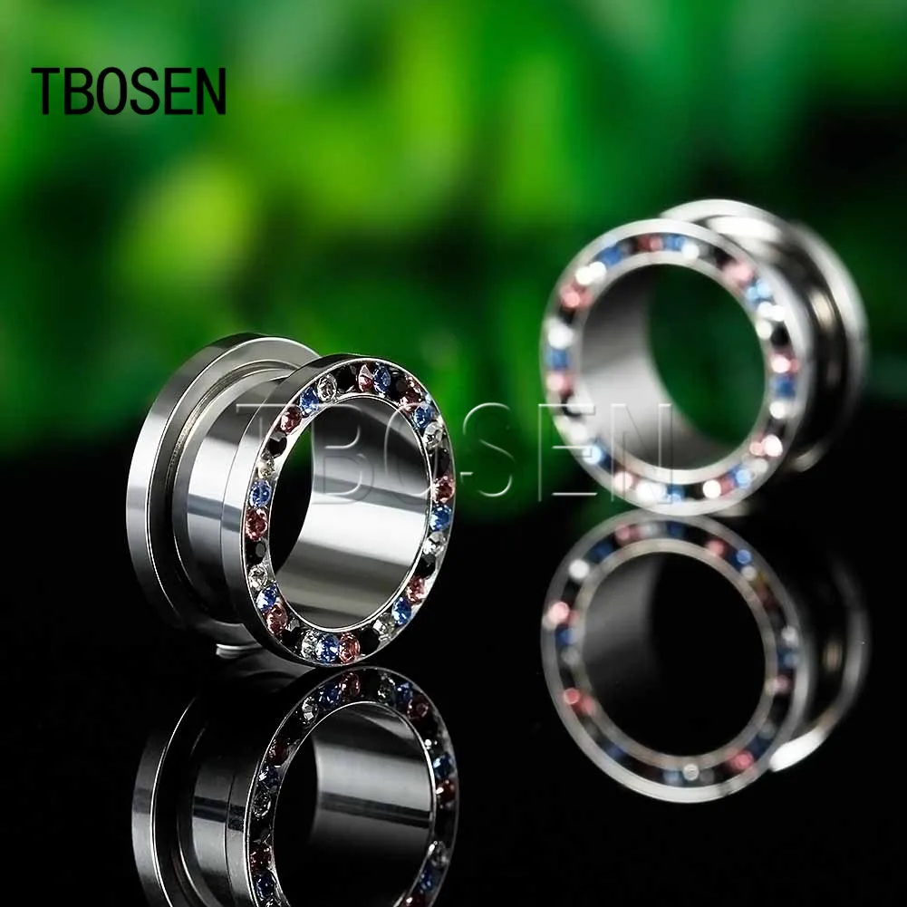 TBOSEN простой стиль нержавеющая сталь ушные датчики пробки туннельный расширитель серьги с винтовой застежкой пирсинг ювелирные изделия распродажа в парах