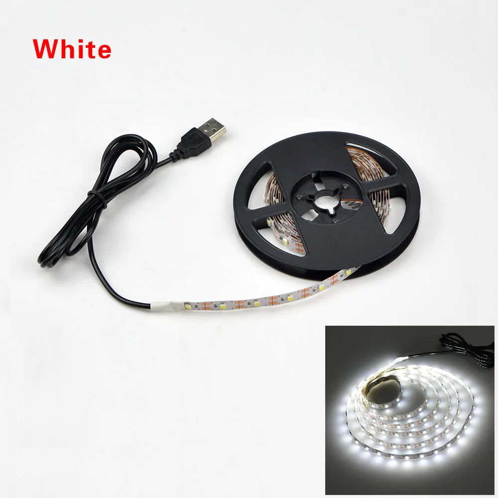 Светодиодный Светильник-ночник DC5V с usb-кабелем 50 см 1 м 2 м 3 м 4 м 5 м USB светодиодный светильник SMD 3528 для ТВ/ПК/ноутбука - Испускаемый цвет: White