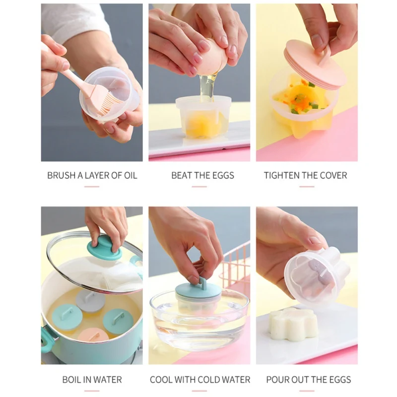 4 шт. форма для вареных яиц с крышкой инструменты яичная плита кастрюли для варки яйца-пашот чашки детские пищевые принадлежности и инструменты Бытовая кухонная форма