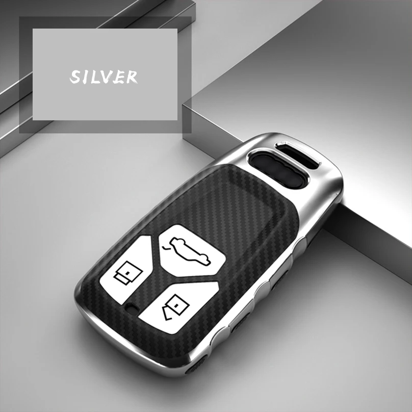 Silver Мягкий чехол из ТПУ для автомобильных ключей для Audi A4, новинка, A4L, A5, A6L, QT, S5, S7, Q7, TTS, Audi, чехол для ключей, автомобильные аксессуары, украшение - Название цвета: Silver