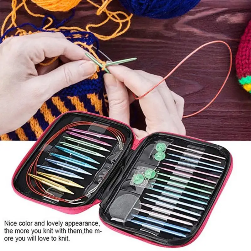 

13pairs Aluminum Circular Knitting Needles Ring Set Wide Scope of Application Work Exquisite Woven Tools Sewing Accessory