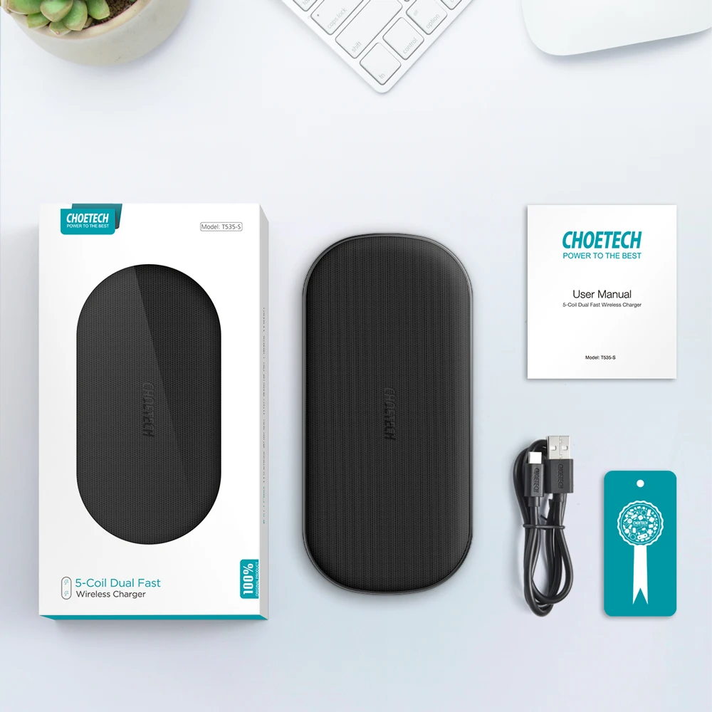 CHOETECH  Qi Charging Pad Wireless Charger 18W 5 Coils for iPhone12 X Max 8 Fast Wireless Charging Pad for AirPods 2 Pro