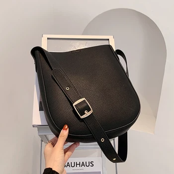 

Women Solid Color Bucket Pack 2020 Pu One Shoulder Crossbody Simple Package Casual Korean Female Book Bag C714