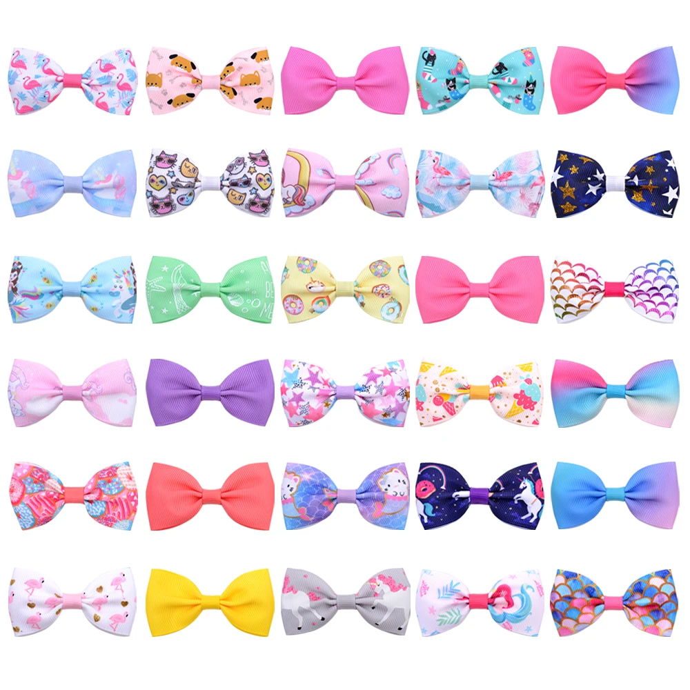 

30colors 1 pcs Colorful Kids Small Bowknot Hairgrips Mini Sweet Solid Ribbow Bow Safety Children Clips Hair Accessories 643