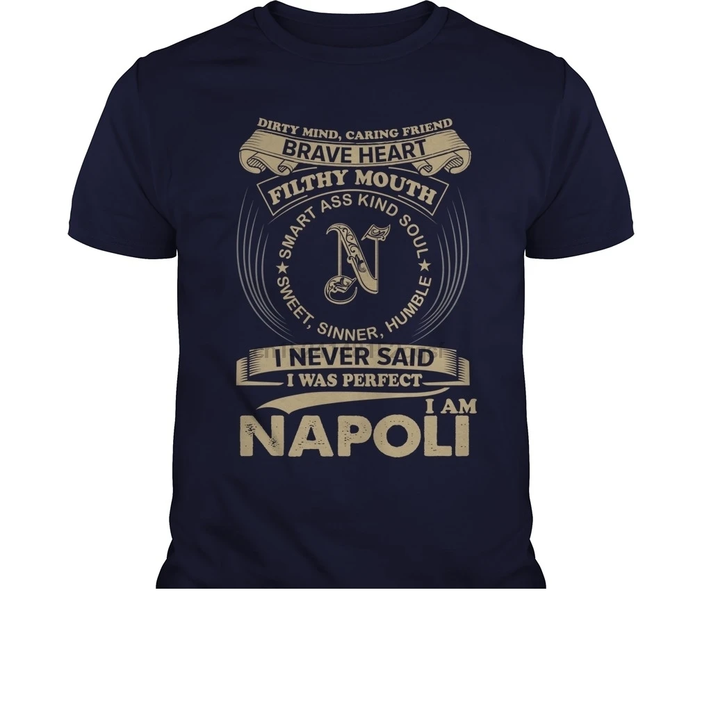 100% футболка 2018 модная мужская крутая NAPOLI. Забавные подарки для мужчин | Мужская